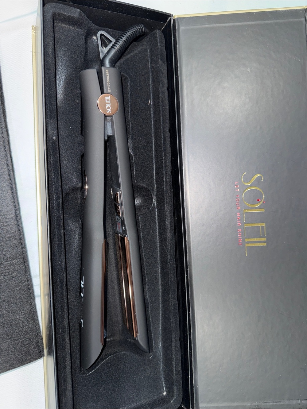 Black and Rose Gold Ceramic Hair Straightener - Sleek Professional Styling